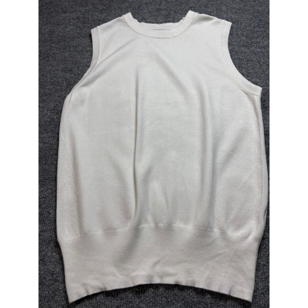 Zara Womens Off White Cream Sleeveless Knit Crew Neck Shell Top Small
